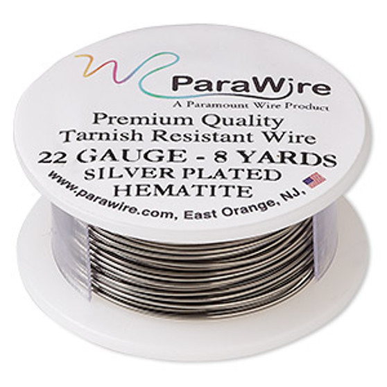 Wire, ParaWire™, enameled copper, hematite, round, 22 gauge. Sold per 8-yard spool.