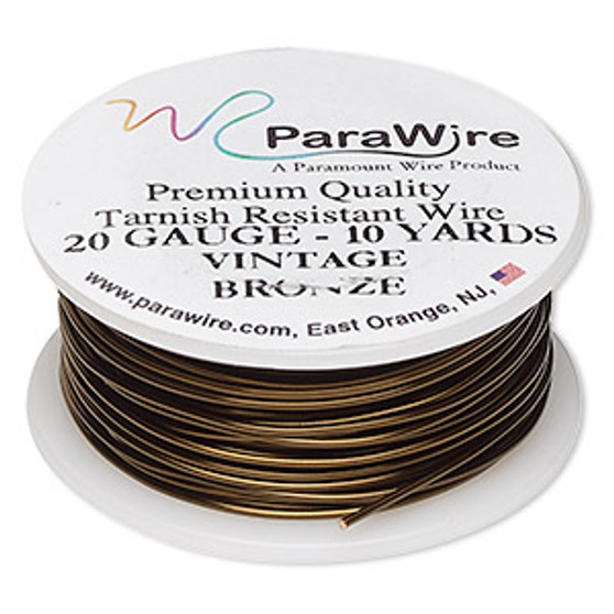 Wire, ParaWire™, vintage bronze-finished copper, round, 20 gauge. Sold per 10-yard spool.