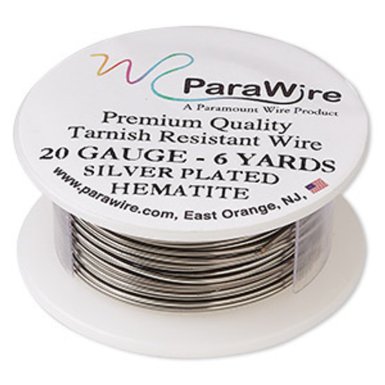 Wire, ParaWire™, enameled copper, hematite, round, 20 gauge. Sold per 6-yard spool.