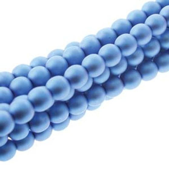 PRL06-70037M - 6mm - Preciosa Czech - Matt Persian Blue - Strand (75 beads) - Round Glass Pearl