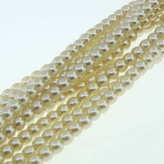 PRL04-70457A - 4mm - Preciosa Czech - Ant Creme - Strand (120 beads) - Round Glass Pearl