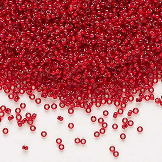 15-1419 - 15/0 - Miyuki - Transparent Silver Lined Outside Dyed Red - 8.2gms - Glass Round Seed Beads
