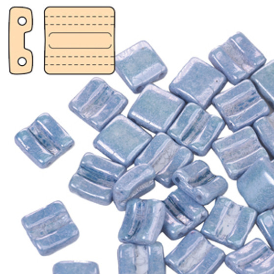 FXRH8703000-14464 - Fixer Bead with Horizontal holes - Chalk Blue Luster - 10gms (approx 26 beads)