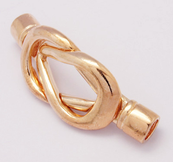 2 x Alloy Magnetic Clasps, Twist, Rose Gold, 20x50x5mm, Inner Diameter: 5mm