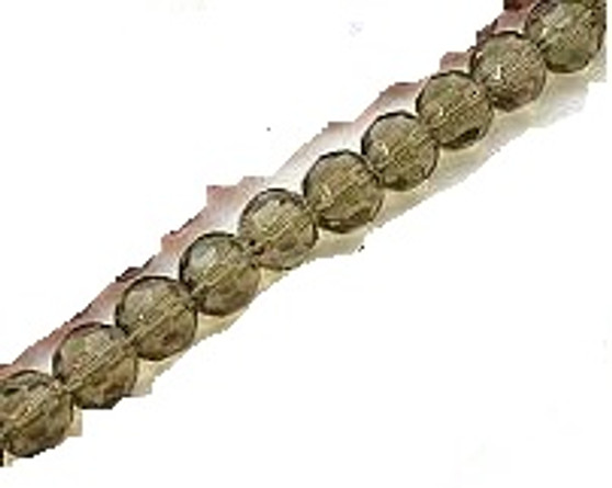 10mm Faceted Round Glass Bead Strand Smokey (approx 33 beads) Limited Stock