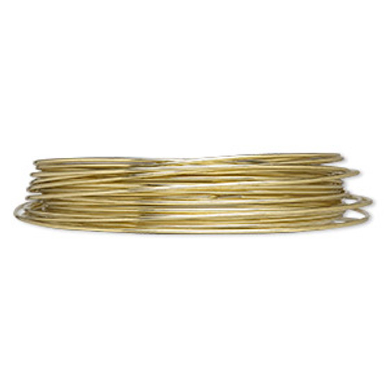 Wire, Zebra Wire™, brass, round, 16 gauge. Sold per 6-yard coil.