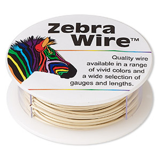 Wire, Zebra Wire™, color-coated copper, cream, round, 18 gauge. Sold per 10-yard spool.