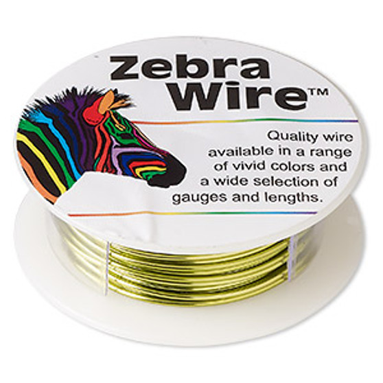 Wire, Zebra Wire™, color-coated copper, light lime, round, 18 gauge. Sold per 10-yard spool.