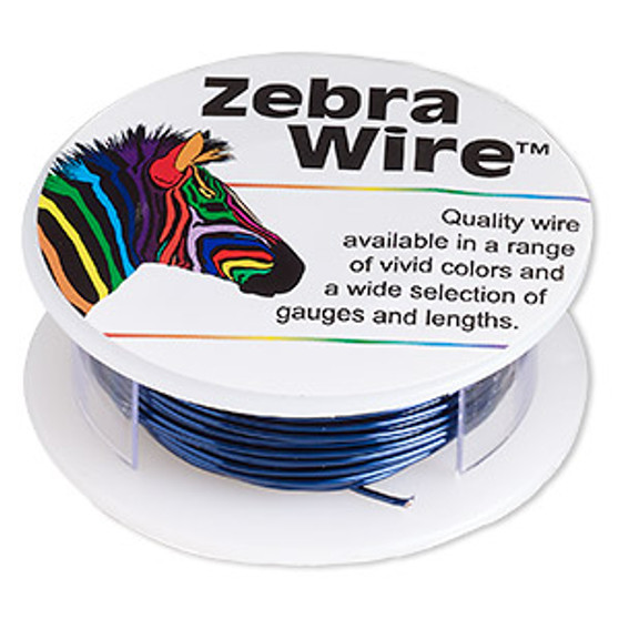 Wire, Zebra Wire™, color-coated copper, sapphire blue, round, 20 gauge. Sold per 15-yard spool.