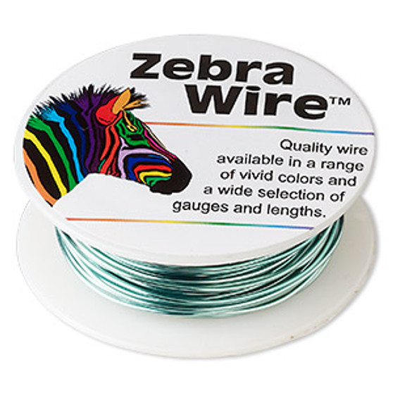 Wire, Zebra Wire™, color-coated copper, aqua blue, round, 20 gauge. Sold per 15-yard spool.