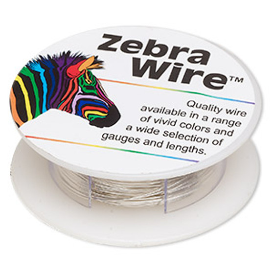Wire, Zebra Wire™, silver-plated copper, round, 26 gauge. Sold per 30-yard spool.