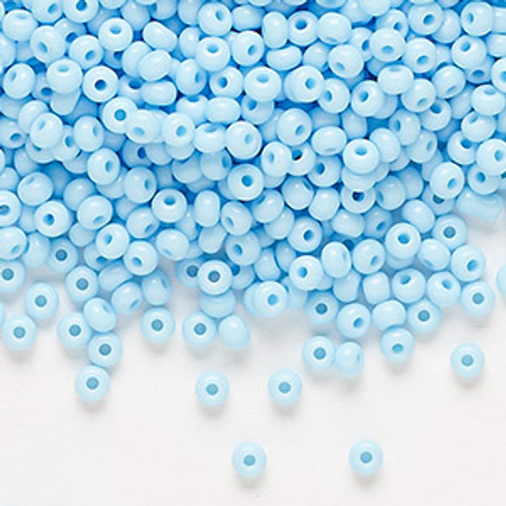 Seed bead, Preciosa Ornela, Czech glass, opaque light turquoise, #8 rocaille. Sold per 50-gram pkg.