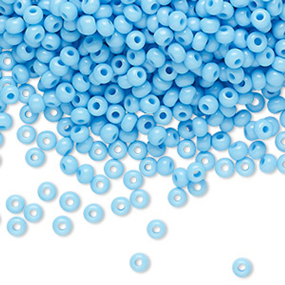 Seed bead, Preciosa Ornela, Czech glass, opaque sky blue, #8 rocaille. Sold per 50-gram pkg.