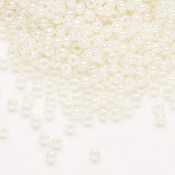 Seed bead, Preciosa Ornela, Czech glass, opaque pearl luster white, #8 rocaille. Sold per 50-gram pkg.