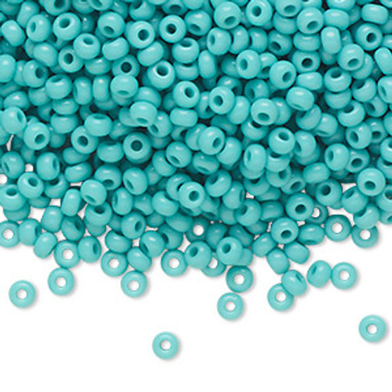 Seed bead, Preciosa Ornela, Czech glass, opaque sea foam green, #8 rocaille. Sold per 500-gram pkg.