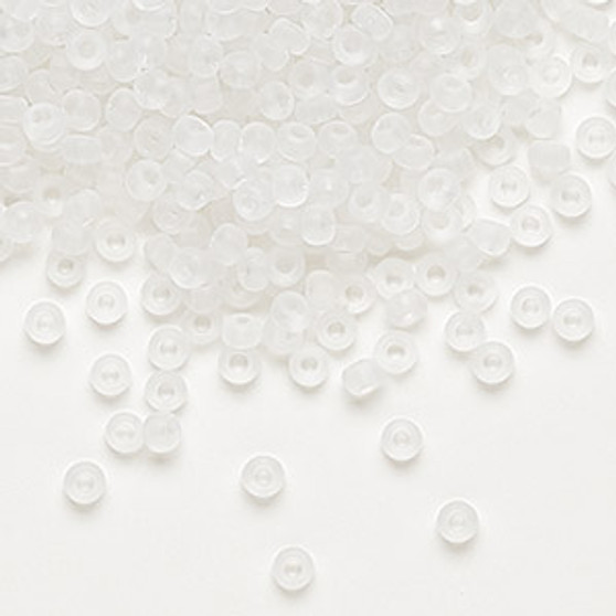 Seed bead, Preciosa Ornela, Czech glass, translucent matte crystal clear, #8 rocaille. Sold per 500-gram pkg.