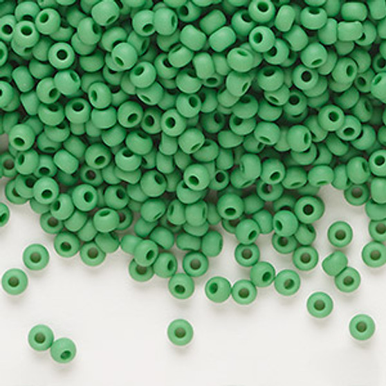 Seed bead, Preciosa Ornela, Czech glass, opaque matte green, #8 rocaille. Sold per 500-gram pkg.