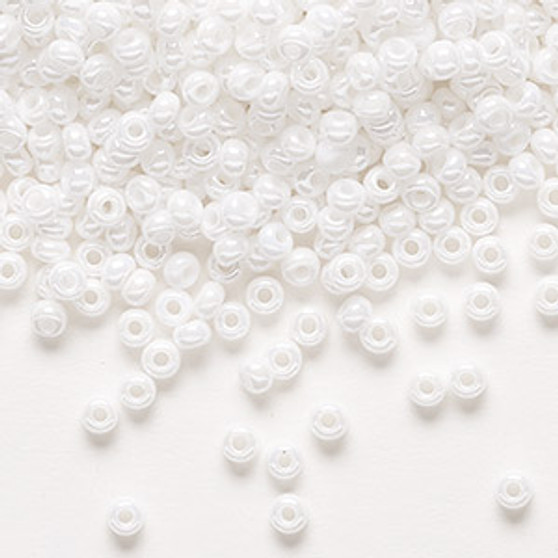 Seed bead, Preciosa Ornela, Czech glass, opaque luster chalkwhite, #8 rocaille. Sold per 500-gram pkg.