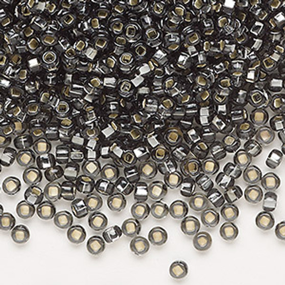 Seed bead, Preciosa Ornela, Czech glass, transparent silver-lined grey, #8 rocaille with square hole. Sold per 500-gram pkg.