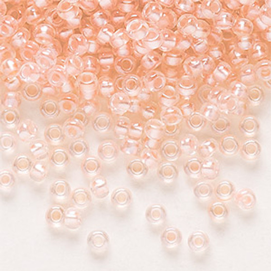 Seed bead, Preciosa Ornela, Czech glass, translucent color-lined pastel pink luster, (382PP), #8 rocaille. Sold per 500-gram pkg.