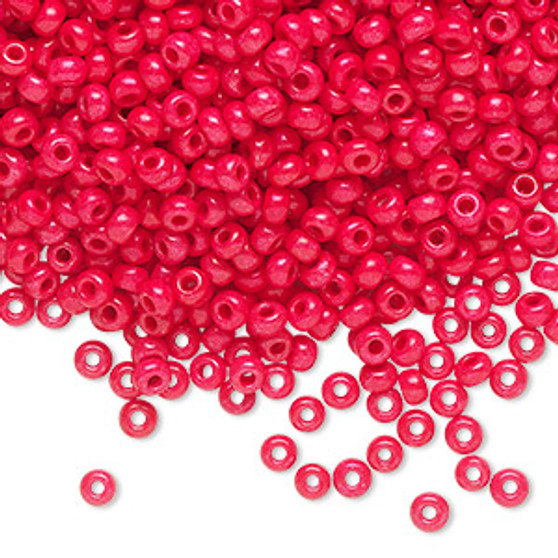 Seed bead, Preciosa Ornela, Czech glass, opaque terra intensive red, #8 rocaille. Sold per 500-gram pkg.