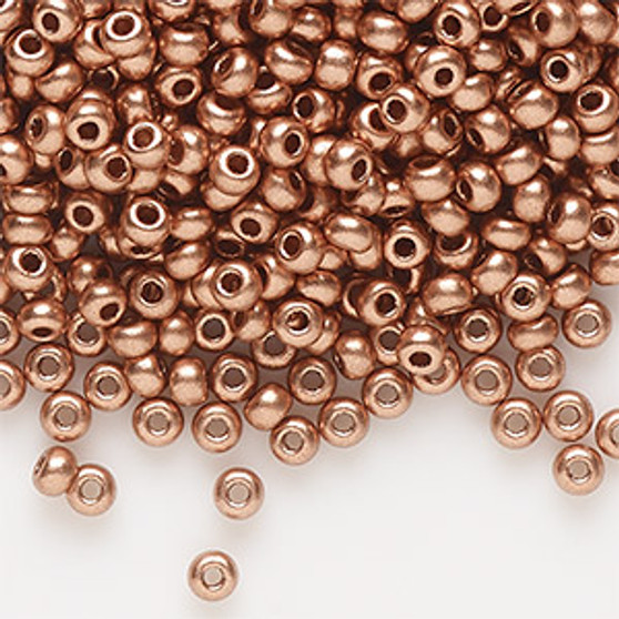 Seed bead, Preciosa Ornela, Czech glass, opaque metallic soft copper, #8 rocaille. Sold per 500-gram pkg.