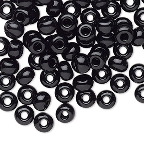 Seed bead, Preciosa Ornela, Czech glass, opaque black, #2 rocaille. Sold per 50-gram pkg.