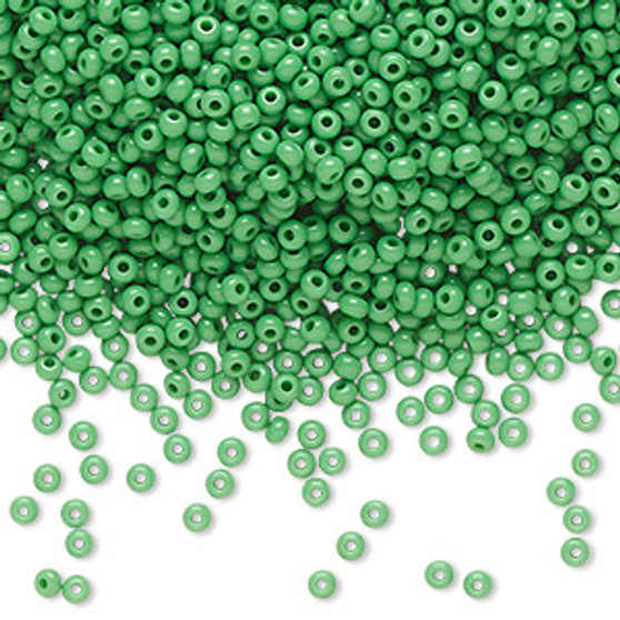 Seed bead, Preciosa Ornela, Czech glass, opaque green (53250), #11 rocaille. Sold per 50-gram pkg.
