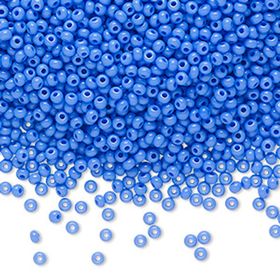 Seed bead, Preciosa Ornela, Czech glass, opaque medium blue (33040), #11 rocaille. Sold per 50-gram pkg.