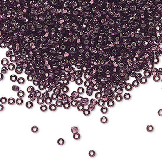 Seed bead, Preciosa Ornela, Czech glass, transparent silver-lined amethyst (27060), #11 rocaille with square hole. Sold per 50-gram pkg.