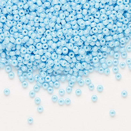 Seed bead, Preciosa Ornela, Czech glass, opaque rainbow light turquoise (64000), #11 rocaille. Sold per 50-gram pkg.