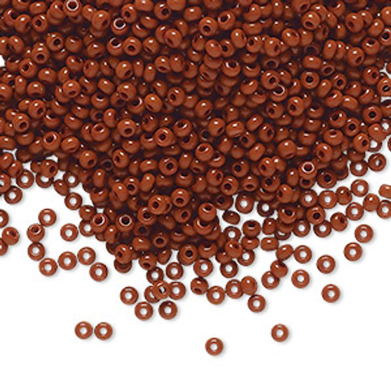 Seed bead, Preciosa Ornela, Czech glass, opaque brown (13600), #11 rocaille. Sold per 50-gram pkg.