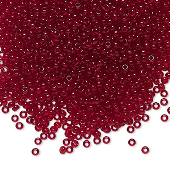 Seed bead, Preciosa Ornela, Czech glass, transparent garnet (90120), #11 rocaille. Sold per 50-gram pkg.