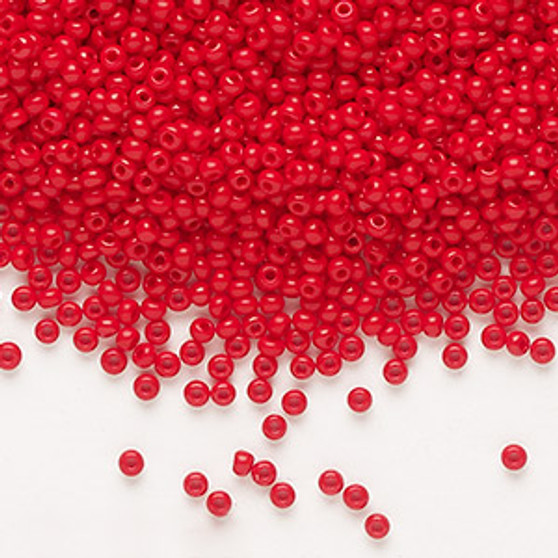Seed bead, Preciosa Ornela, Czech glass, opaque red (93190), #11 rocaille. Sold per 50-gram pkg.