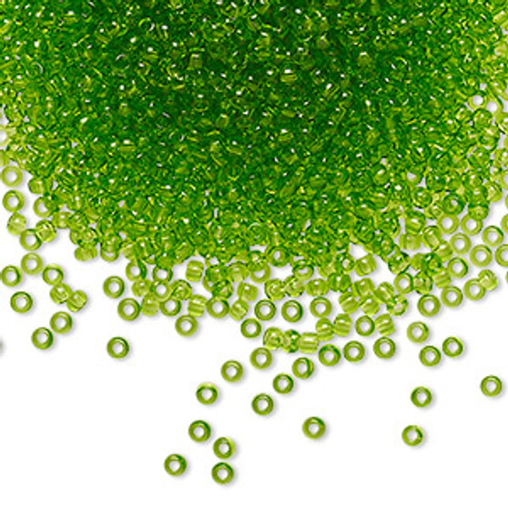 Seed bead, Preciosa Ornela, Czech glass, transparent lime green, #11 rocaille. Sold per 500-gram pkg.