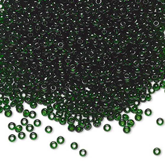 Seed bead, Preciosa Ornela, Czech glass, transparent medium green (50060), #11 rocaille. Sold per 500-gram pkg.