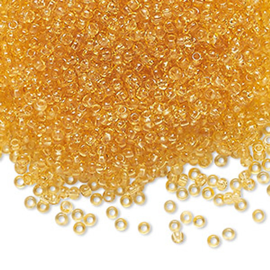 Seed bead, Preciosa Ornela, Czech glass, transparent light topaz (10020), #11 rocaille. Sold per 500-gram pkg.