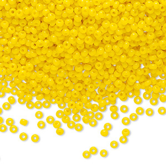 Seed bead, Preciosa Ornela, Czech glass, opaque yellow (83130), #11 rocaille. Sold per 500-gram pkg.