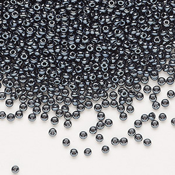Seed bead, Preciosa Ornela, Czech glass, opaque hematite black (49102), #11 rocaille. Sold per 500-gram pkg.