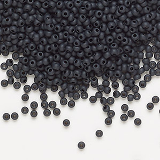 Seed bead, Preciosa Ornela, Czech glass, opaque matte black, #11 rocaille. Sold per 500-gram pkg.