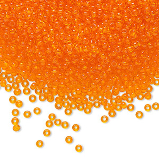 Seed bead, Preciosa Ornela, Czech glass, transparent orange (90000), #11 rocaille. Sold per 500-gram pkg.