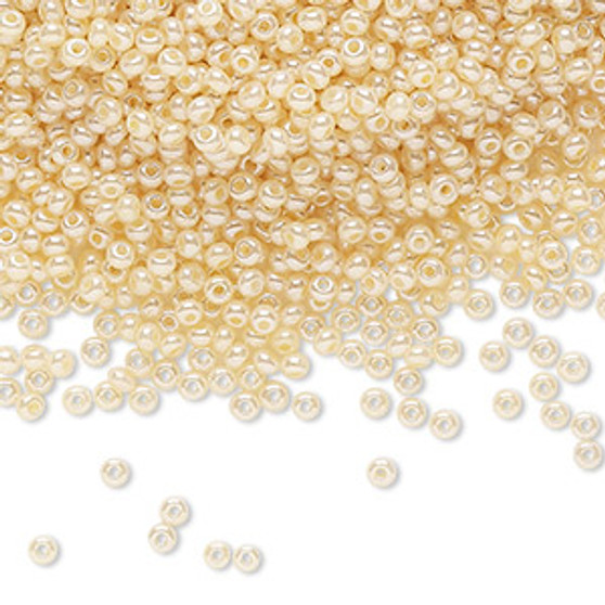 Seed bead, Preciosa Ornela, Czech glass, opaque luster cream pearl, #11 rocaille. Sold per 500-gram pkg.