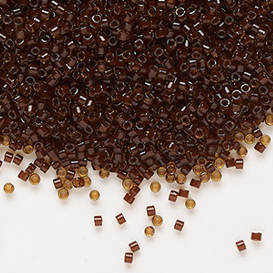 DB1393 - 11/0 - Miyuki Delica - Dark Amber Topaz Lined - 7.5gms - Cylinder Seed Beads