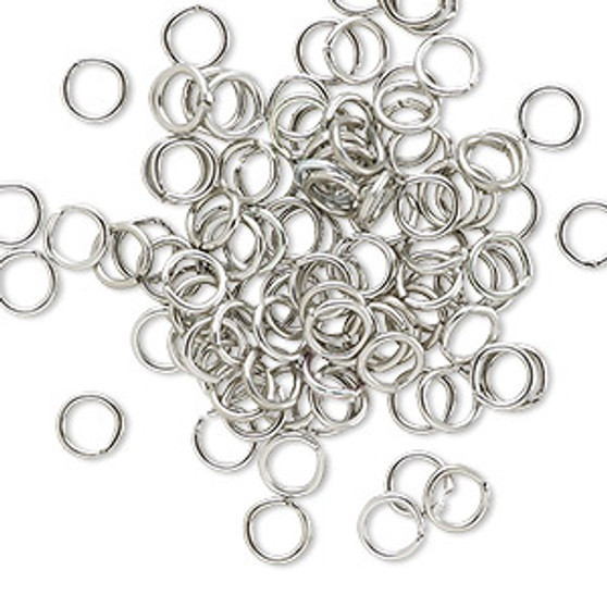 Jump ring, anodized aluminum, metallic grey, 5mm round, 3.4mm inside diameter, 20 gauge. Sold per pkg of 100.