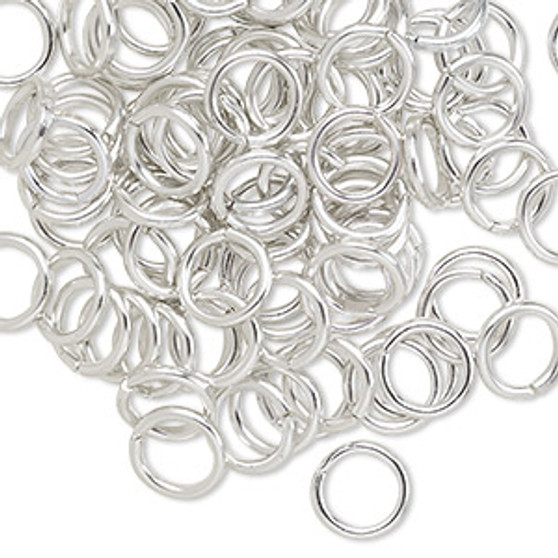 Jump ring, anodized aluminum, silver, 8mm round, 5.4mm inside diameter, 16 gauge. Sold per pkg of 100.