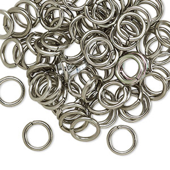 Jump ring, anodized aluminum, metallic grey, 8mm round, 5.4mm inside diameter, 16 gauge. Sold per pkg of 100.