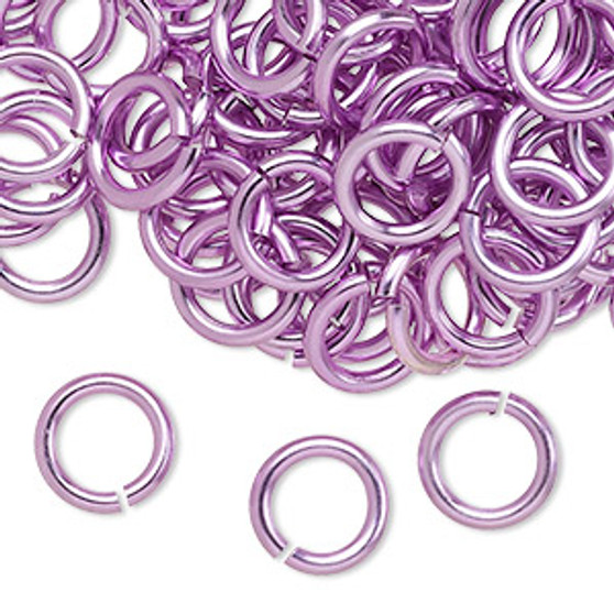 Jump ring, anodized aluminum, light purple, 10mm round, 6.8mm inside diameter, 14 gauge. Sold per pkg of 100.