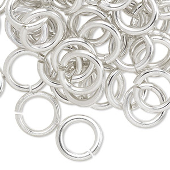 Jump ring, anodized aluminum, silver, 12mm round, 7.9mm inside diameter, 12 gauge. Sold per pkg of 100.