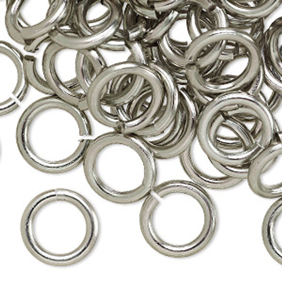 Jump ring, anodized aluminum, metallic grey, 12mm round, 7.9mm inside diameter, 12 gauge. Sold per pkg of 100.