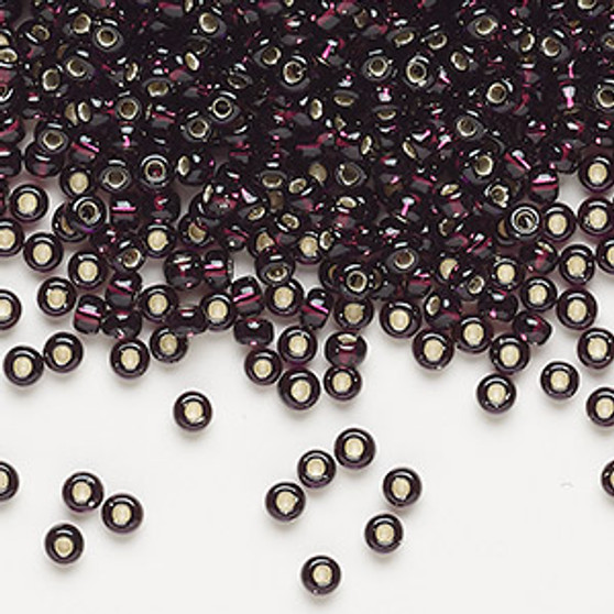 8-2428 - 8/0 - Miyuki - Transparent Silver Lined Extra Dark Smoky Amethyst - 50gms - Glass Round Seed Bead